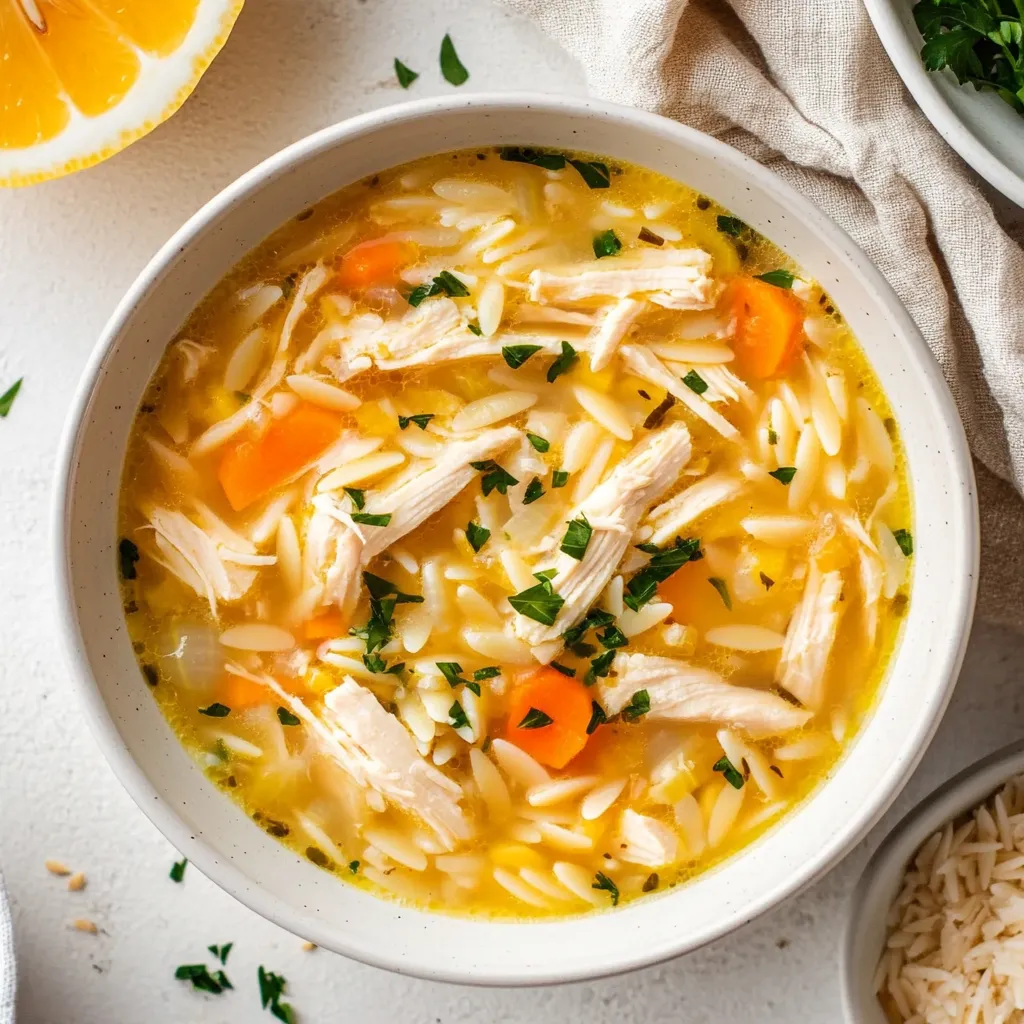 Lemon Chicken Orzo Soup