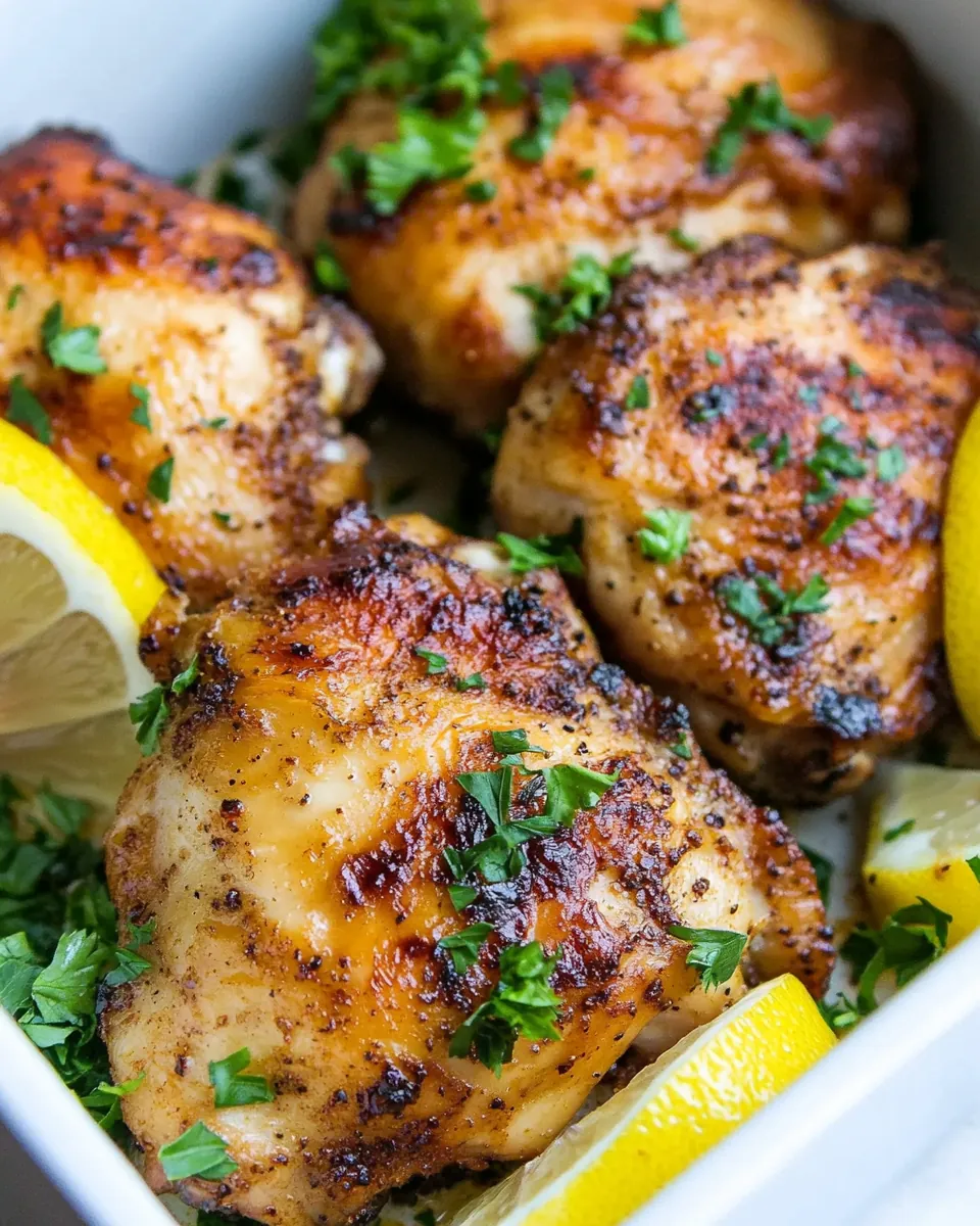 Lemon Garlic Air Fryer Boneless Chicken Thighs