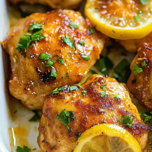 Lemon Garlic Baked Chicken Thighs