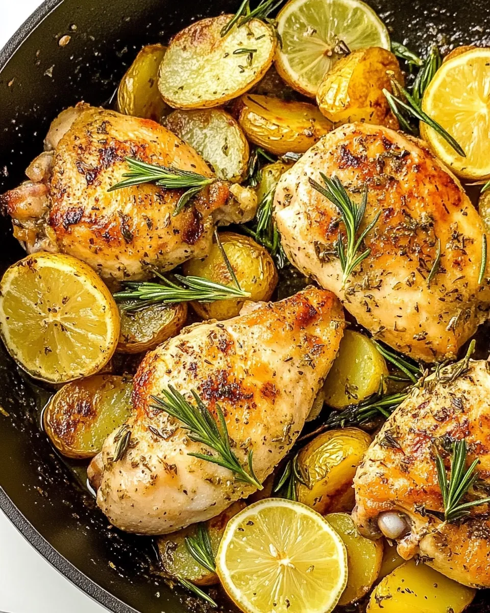 Lemon Herb Chicken Potatoes Skillet