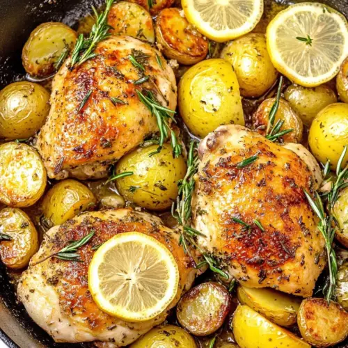 Lemon Herb Chicken Potatoes Skillet