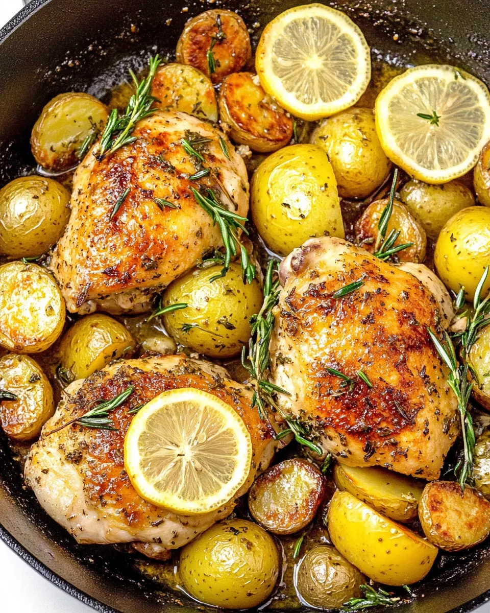 Lemon Herb Chicken Potatoes Skillet