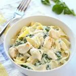 Lightened Spinach Artichoke Chicken Alfredo