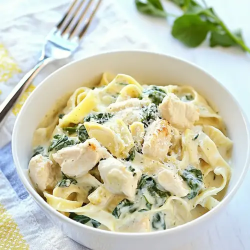 Lightened Spinach Artichoke Chicken Alfredo