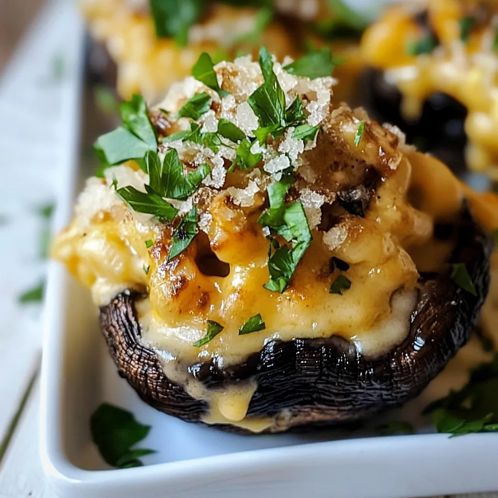 Mac Cheese Stuffed Brown Sugar Balsamic Portobellos