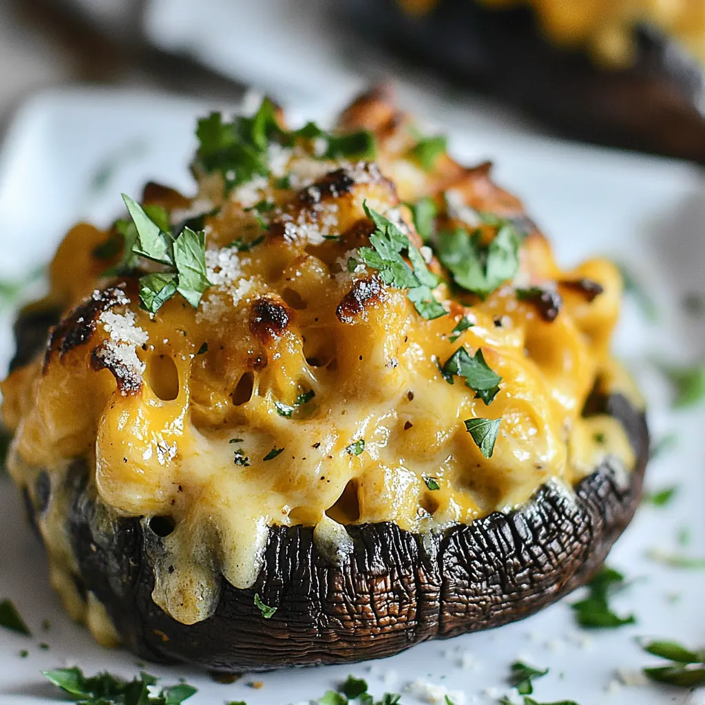 Mac Cheese Stuffed Brown Sugar Balsamic Portobellos