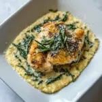 Moms Chicken Florentine with Creamy Roasted Garlic Polenta