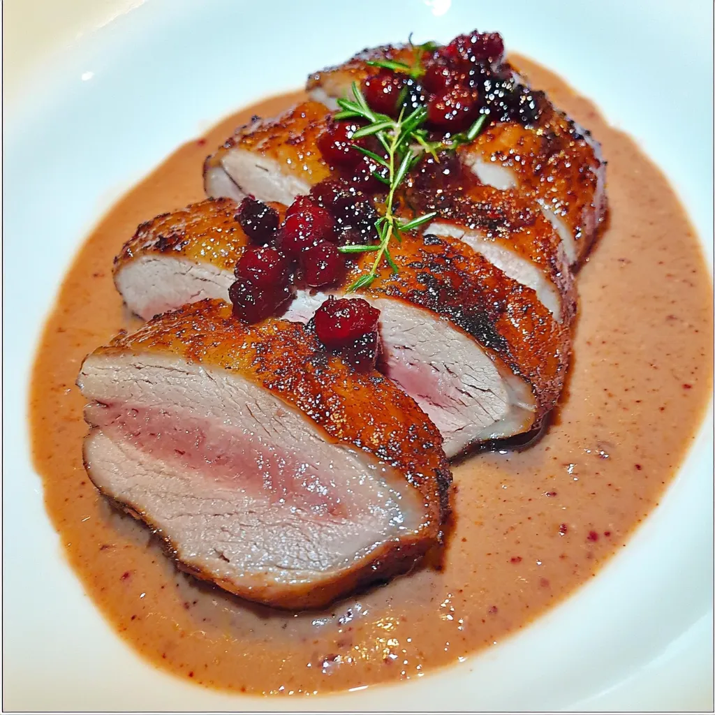 Muscovy Duck with Citrus Cranberry Mascarpone Sauce