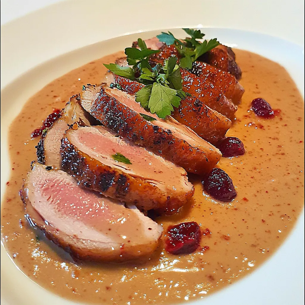 Muscovy Duck with Citrus Cranberry Mascarpone Sauce