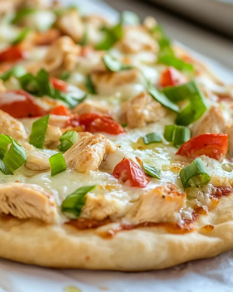 Naan Chicken Alfredo Pizza