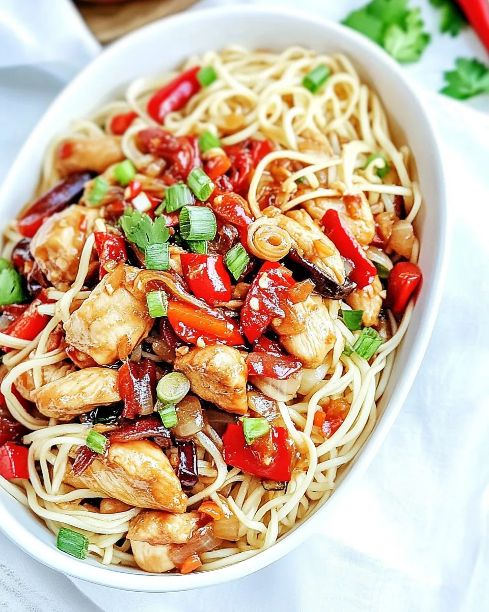 Kung Pao Chicken Noodle Stir Fry