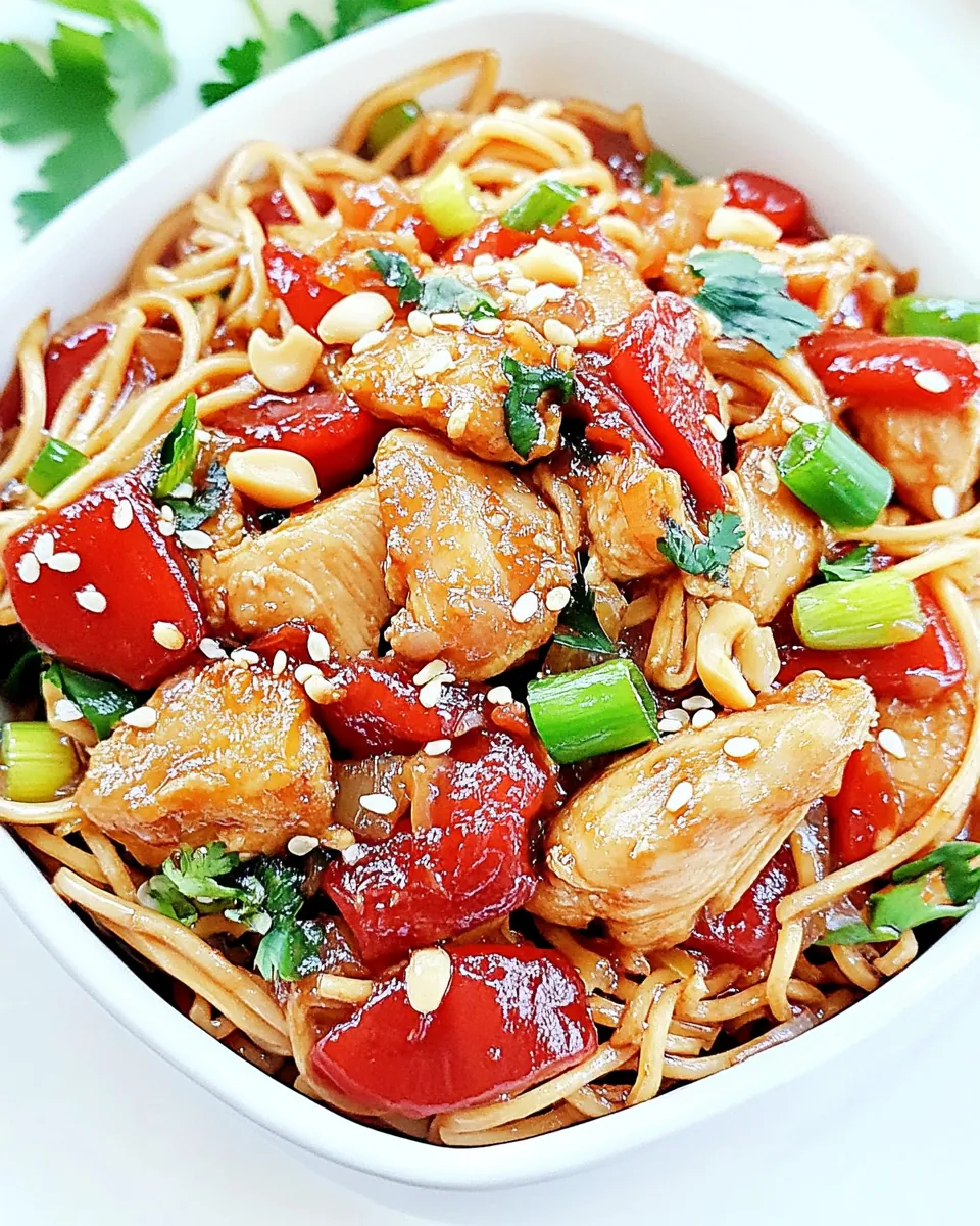 Kung Pao Chicken Noodle Stir Fry