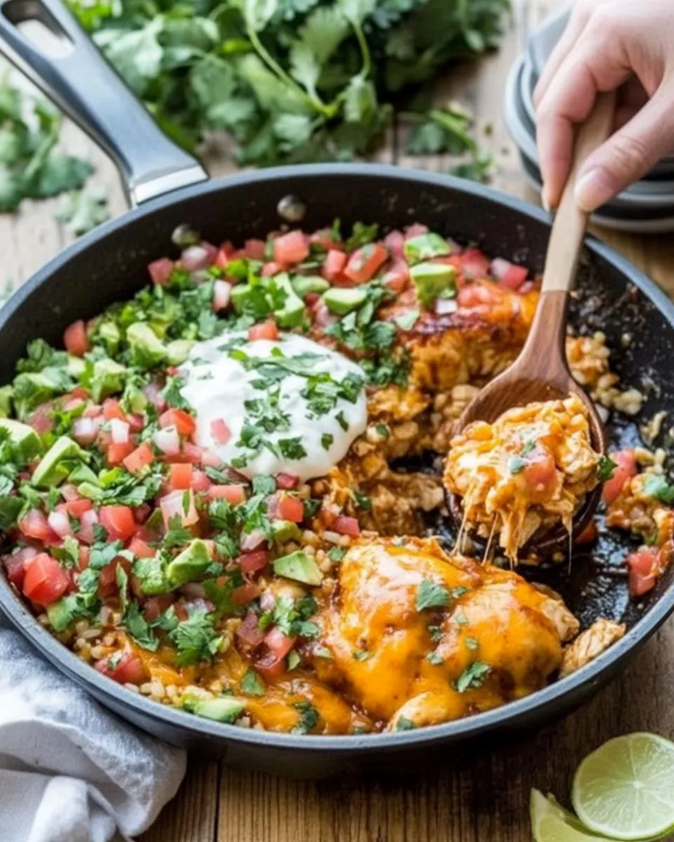 One Pan Cheesy BBQ Ranch Chicken Skillet