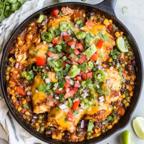 One Pan Cheesy BBQ Ranch Chicken Skillet
