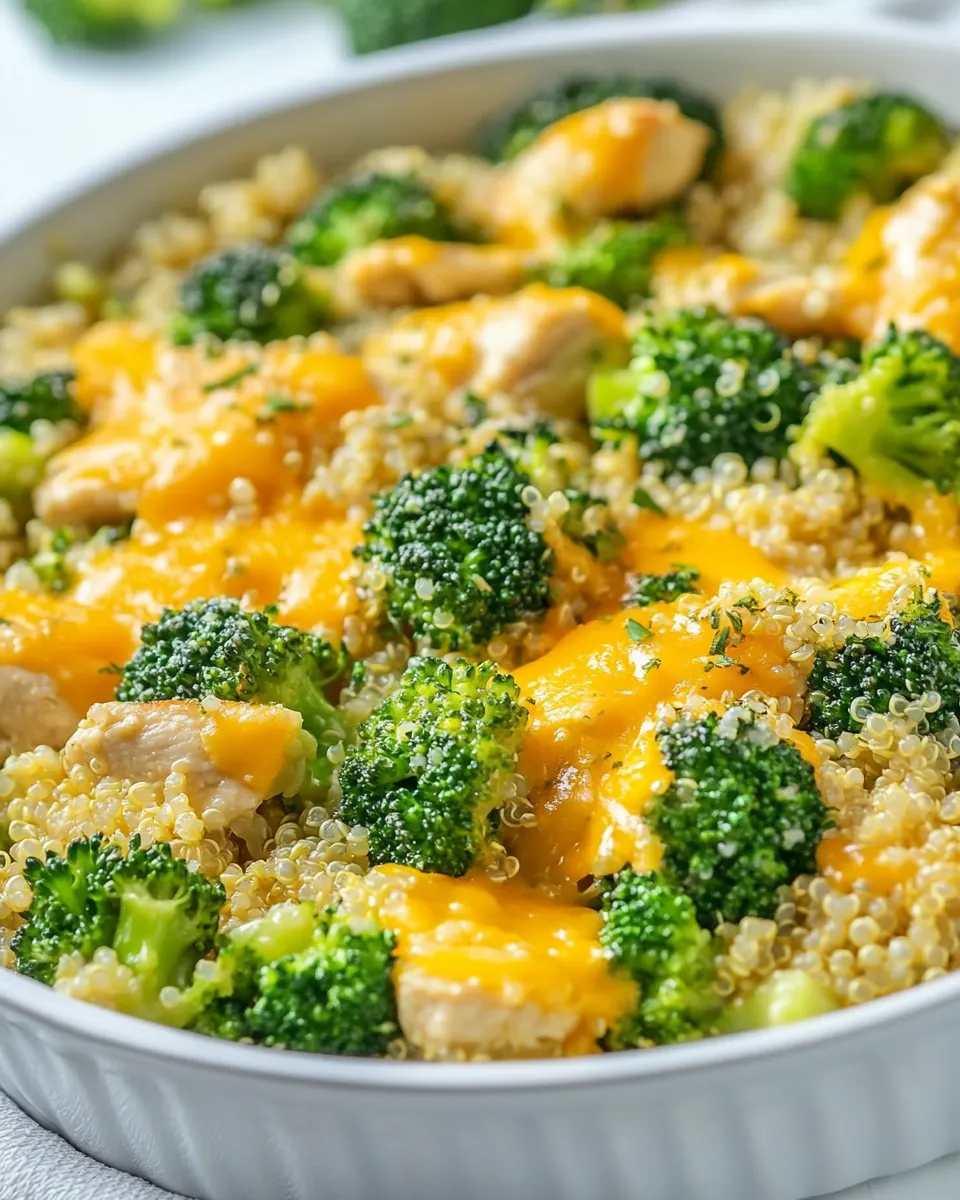 One Pan Cheesy Chicken Broccoli and Quinoa