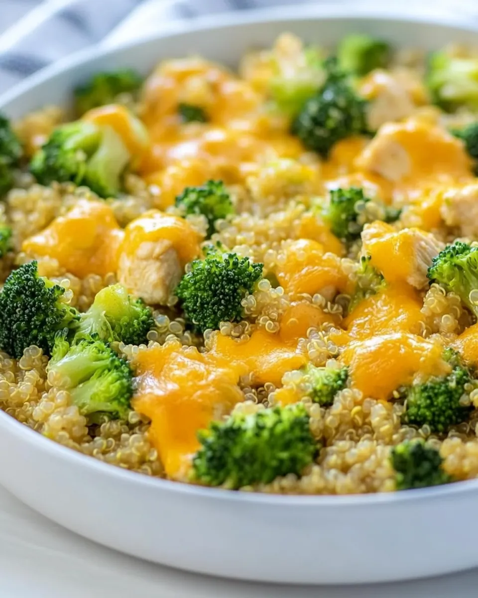 One Pan Cheesy Chicken Broccoli and Quinoa