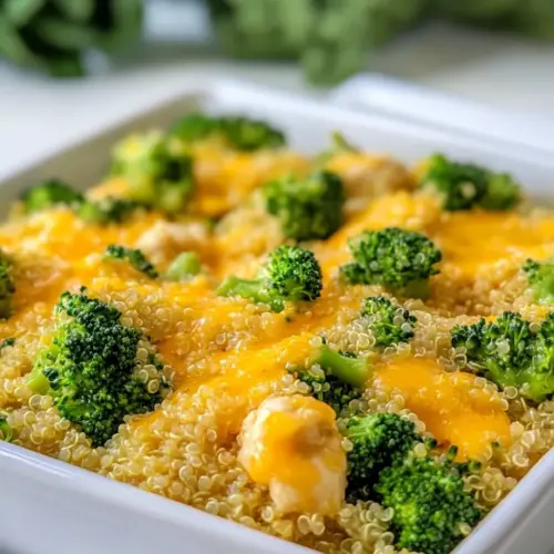 One Pan Cheesy Chicken Broccoli and Quinoa