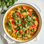 One Pan Creamy Thai Inspired Peanut Chicken Couscous