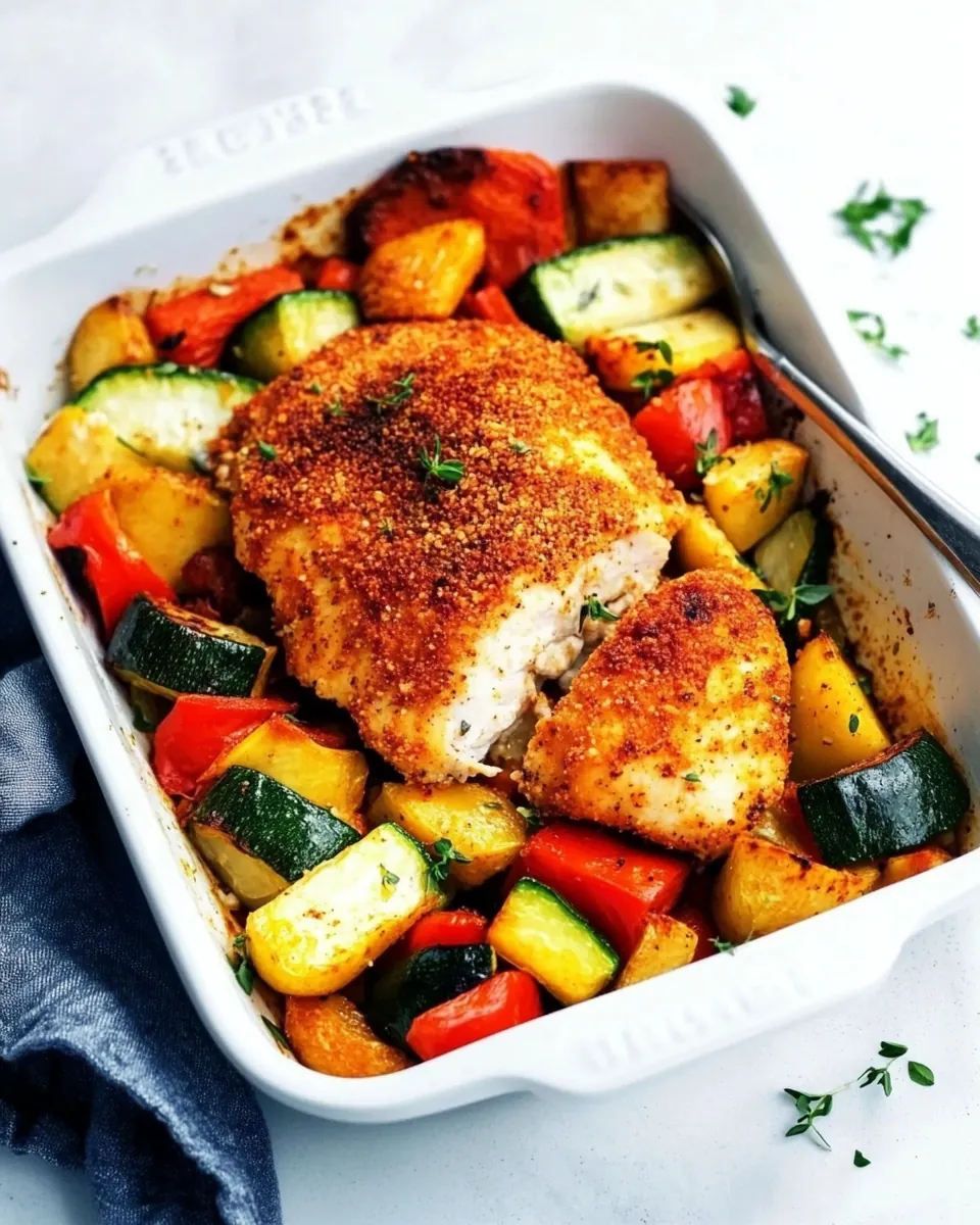 Crispy Parmesan Paprika Chicken with Vegetables