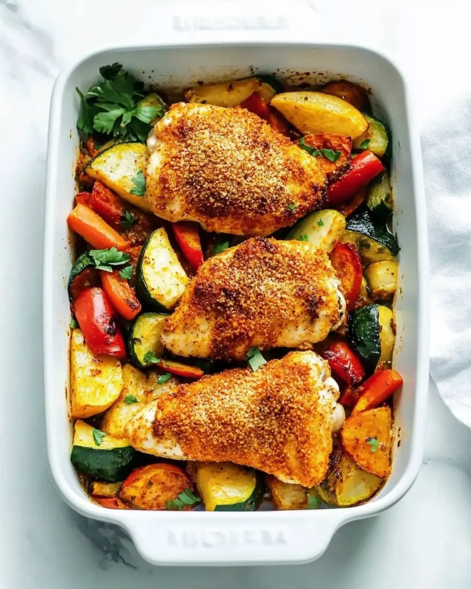 Crispy Parmesan Paprika Chicken with Vegetables