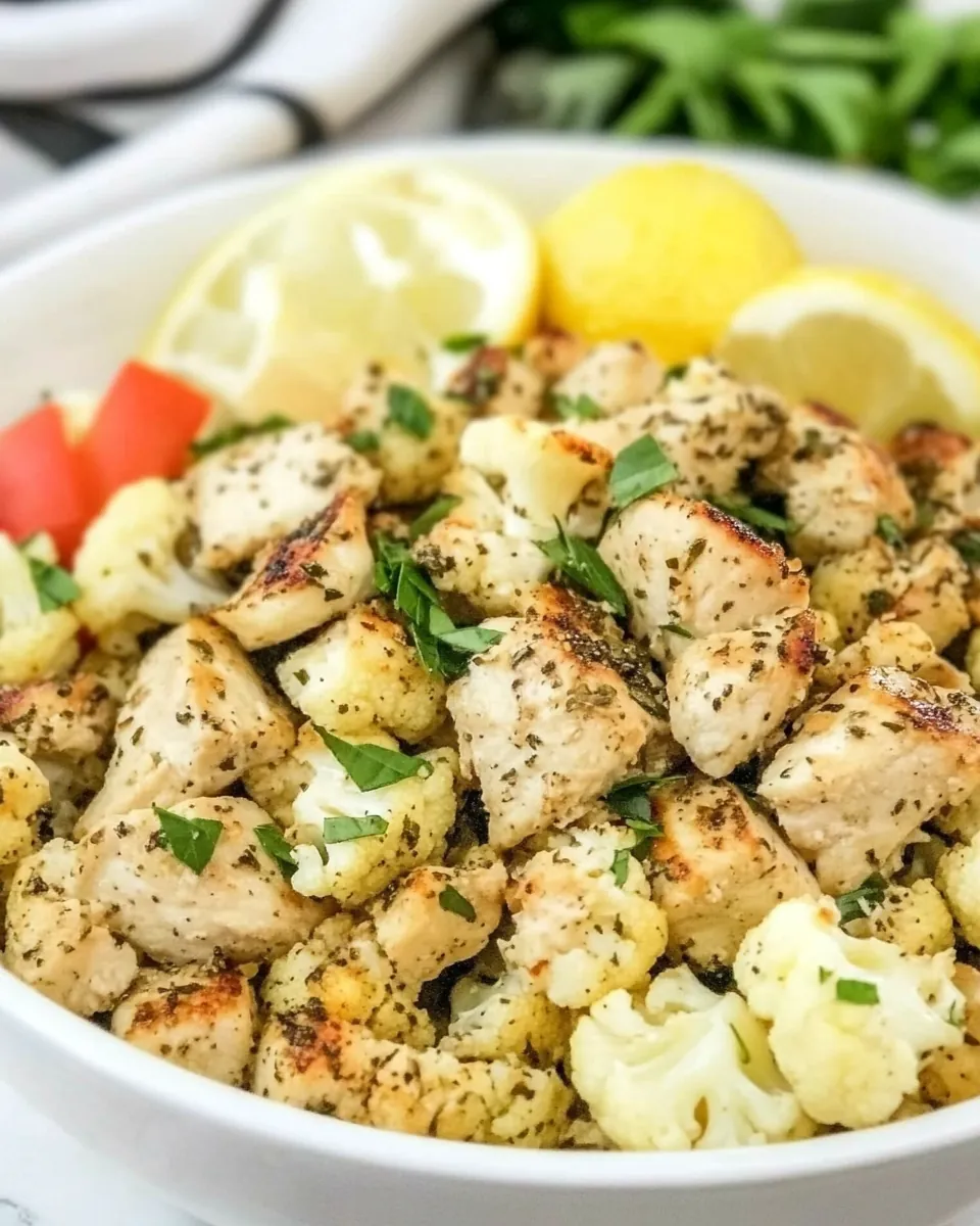 One Pan Greek Chicken and Cauliflower