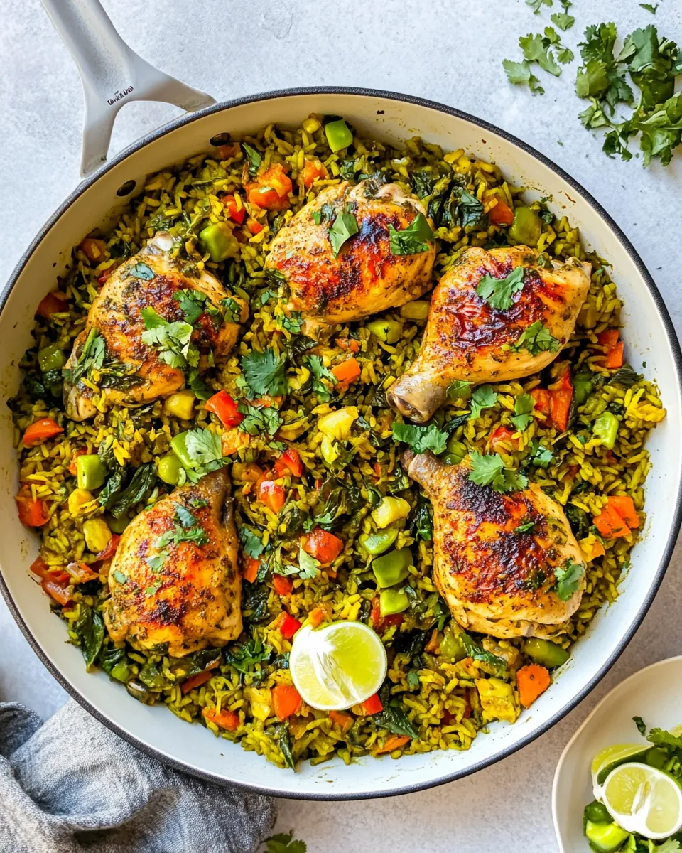 One Pan Green Chicken and Rice
