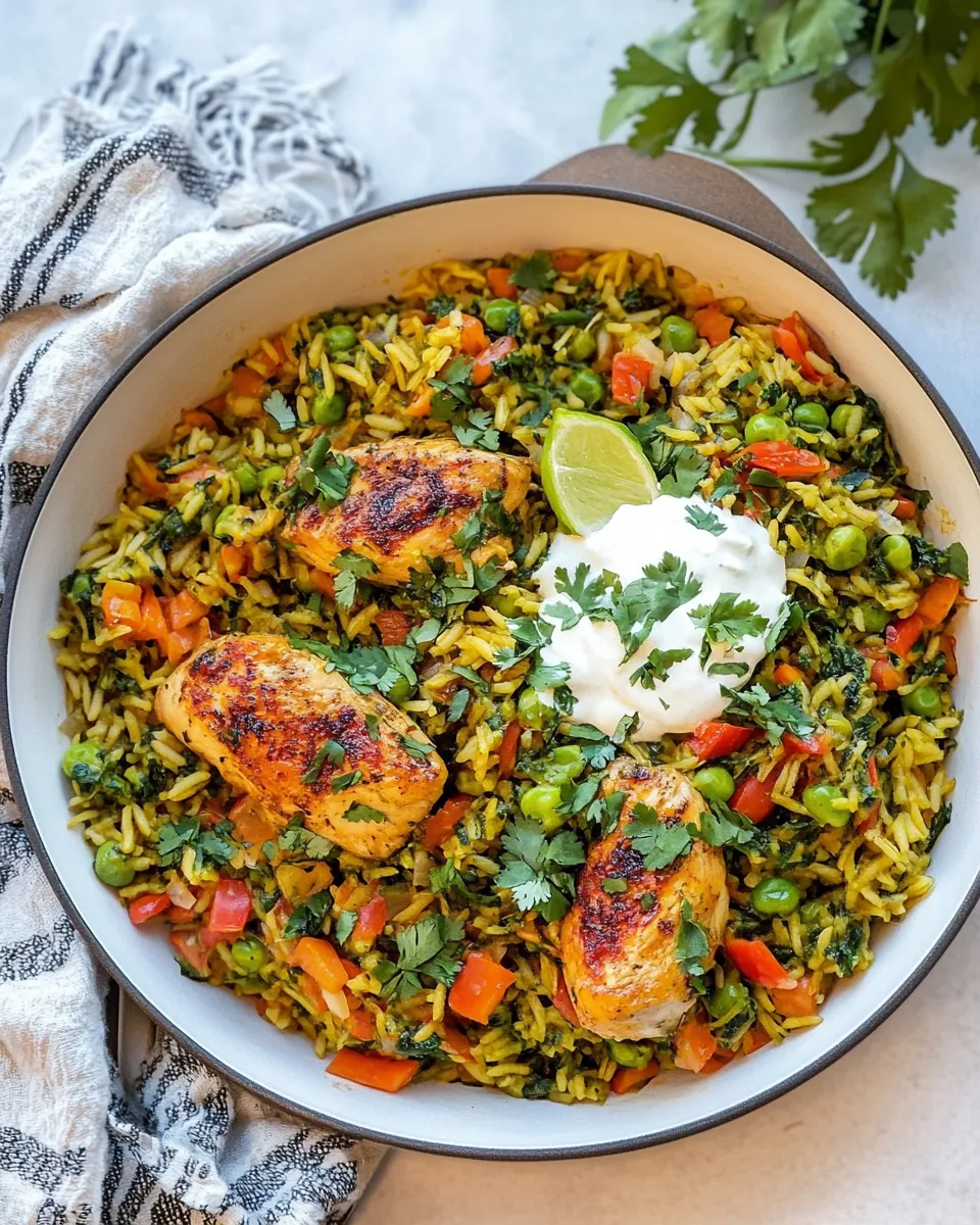 One Pan Green Chicken and Rice