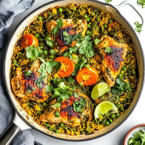 One Pan Green Chicken and Rice