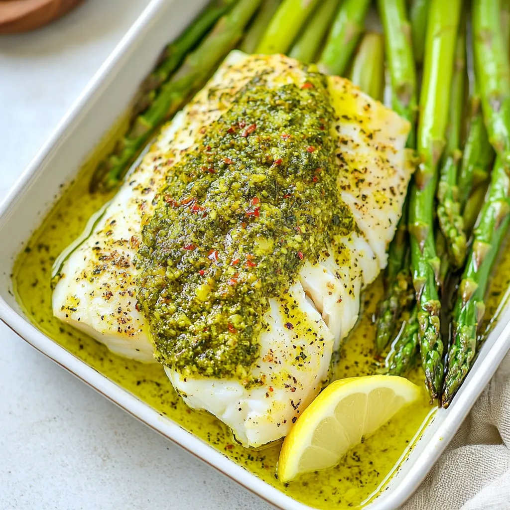 Pesto Baked Cod Asparagus