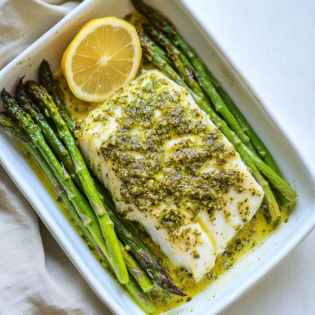 Pesto Baked Cod Asparagus