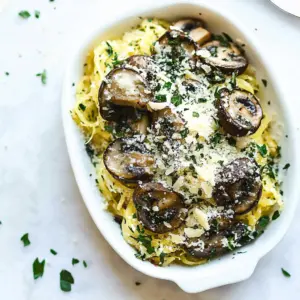 Roasted Spaghetti Squash with Parmesan Mushrooms
