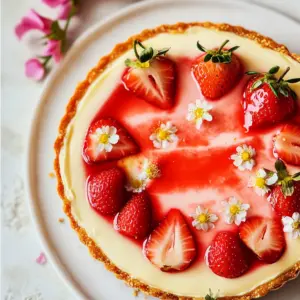 Simple Strawberry Chamomile Cheesecake