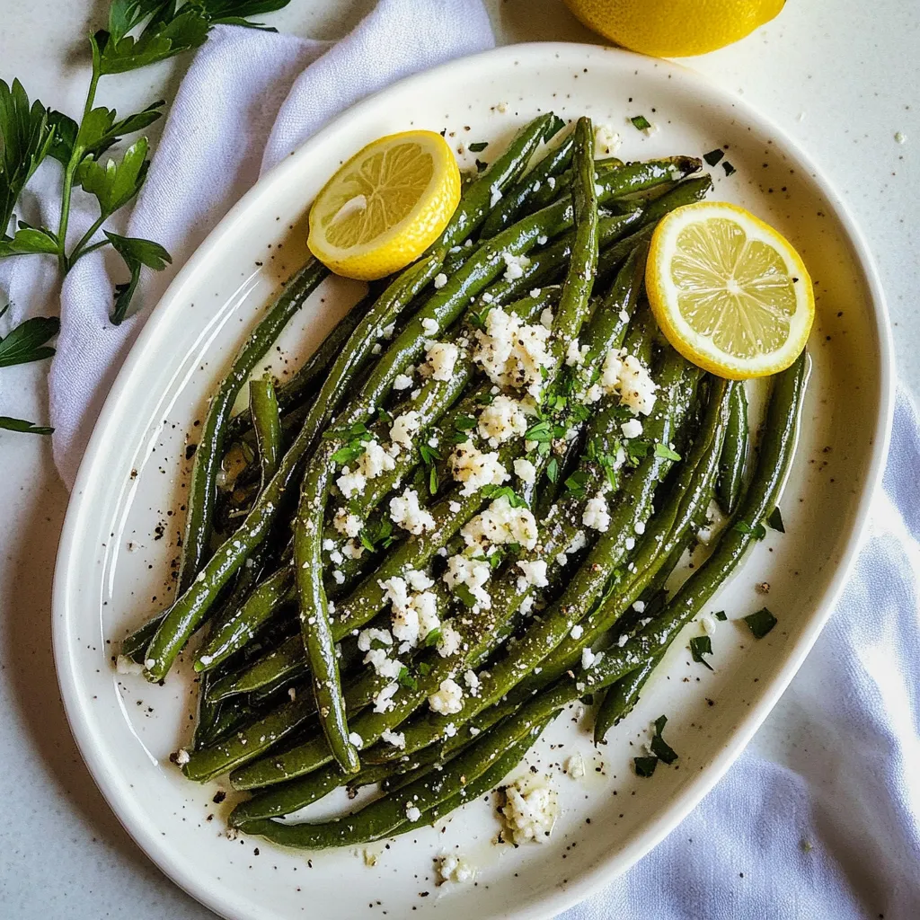 Skillet Seared Green Beans with Lemon and Cotija Cheese