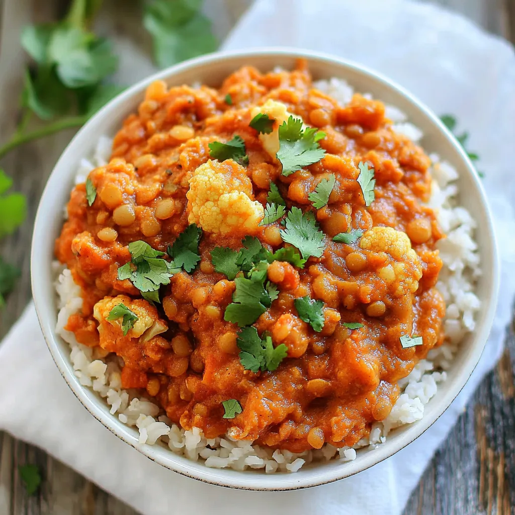 Slow Cooker Red Lentil Cauliflower Curry