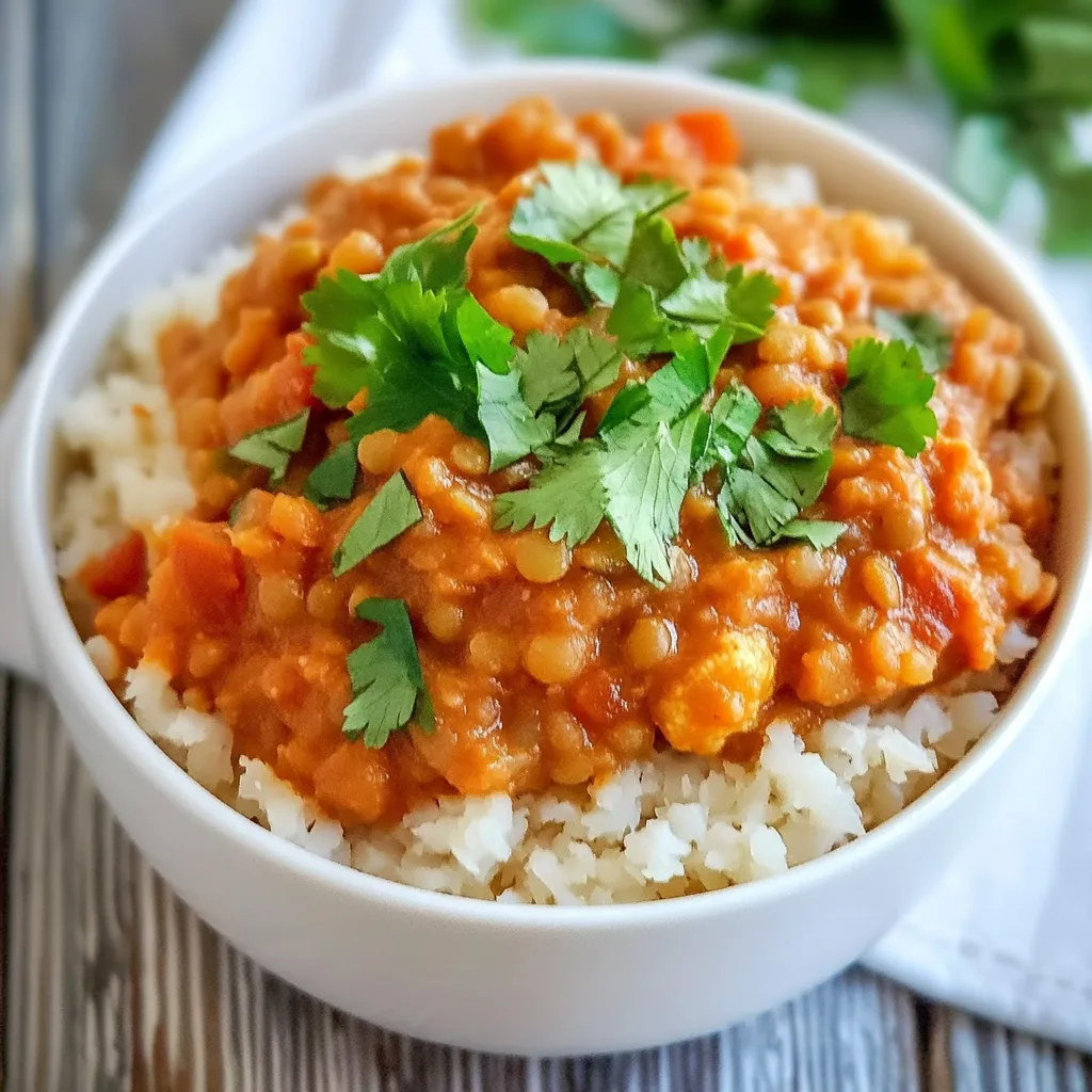 Slow Cooker Red Lentil Cauliflower Curry