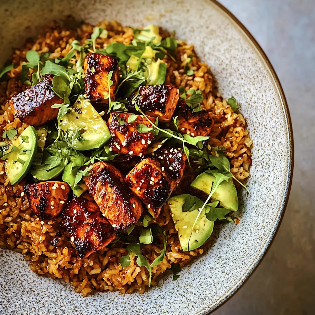 Spicy Chipotle Honey Salmon Rice Salad