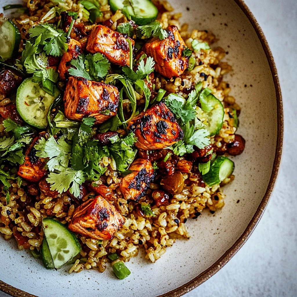 Spicy Chipotle Honey Salmon Rice Salad