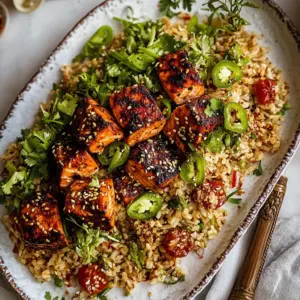 Spicy Chipotle Honey Salmon Rice Salad