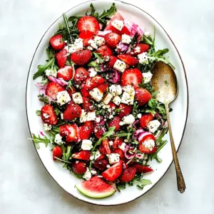 Strawberry Arugula Salad with Watermelon and Feta