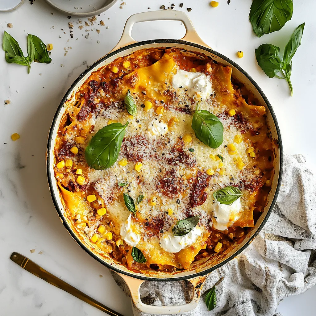 Sun Dried Tomato and Sweet Corn Skillet Lasagna