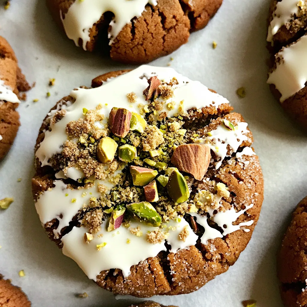 White Chocolate Dipped Brown Butter Ginger Cookies with Pistachios