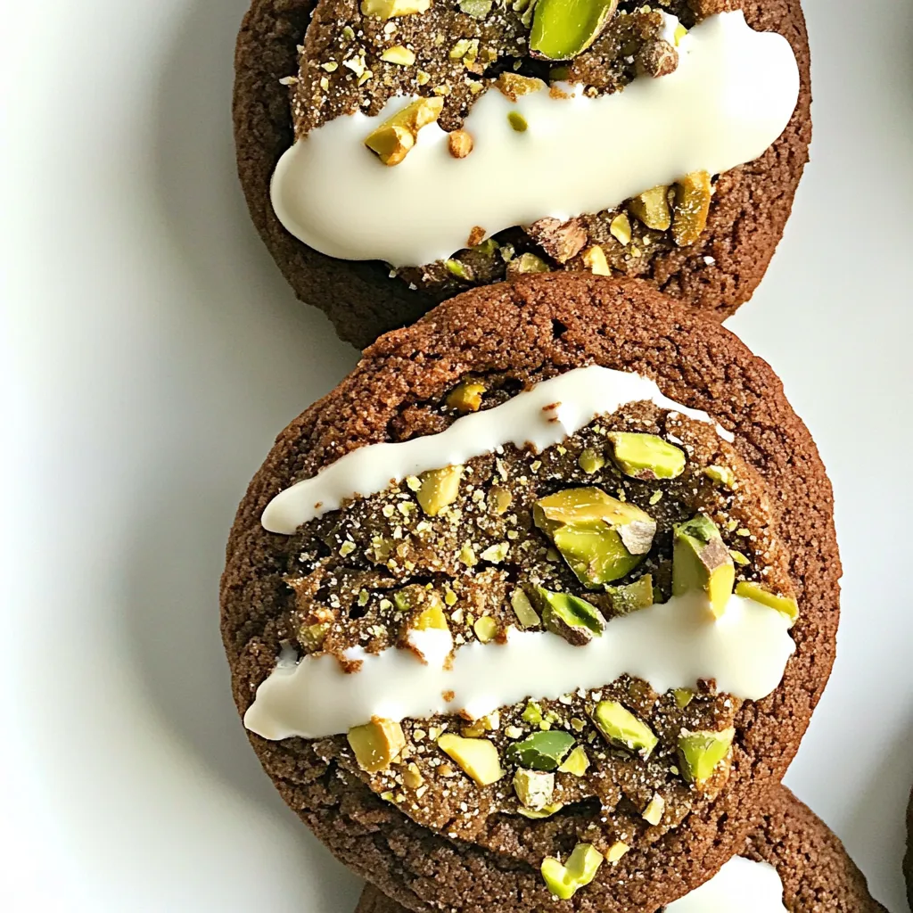 White Chocolate Dipped Brown Butter Ginger Cookies with Pistachios