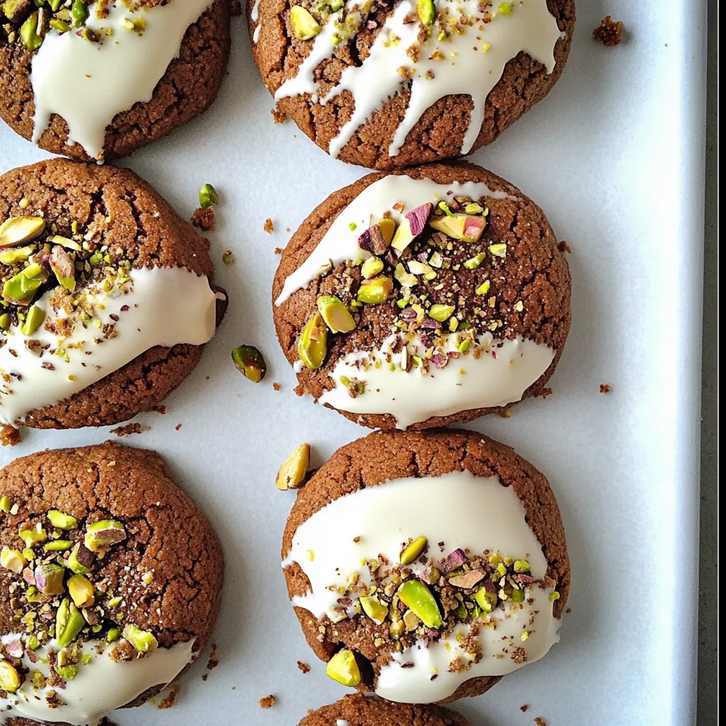 White Chocolate Dipped Brown Butter Ginger Cookies with Pistachios