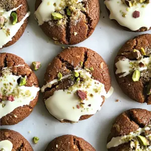 White Chocolate Dipped Brown Butter Ginger Cookies with Pistachios