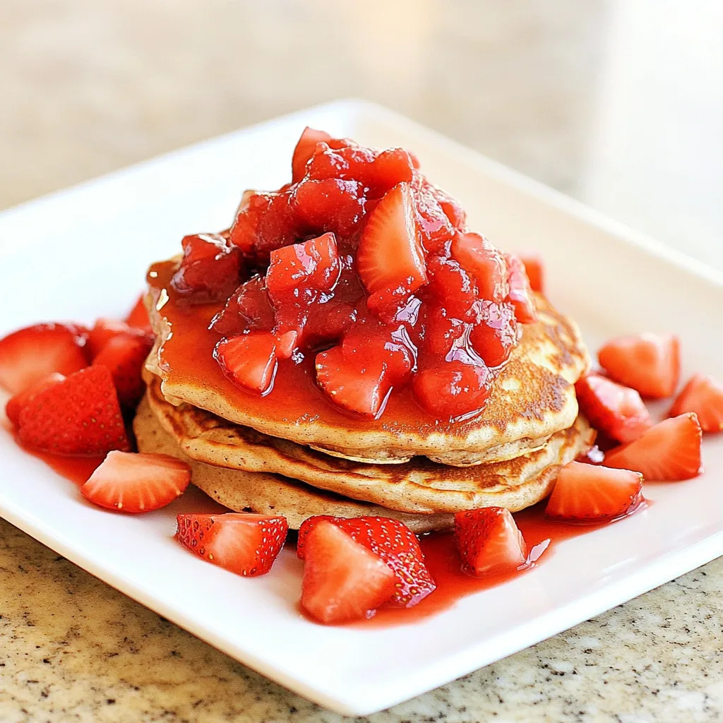 Whole Wheat Pancakes with Strawberry Rhubarb Compote