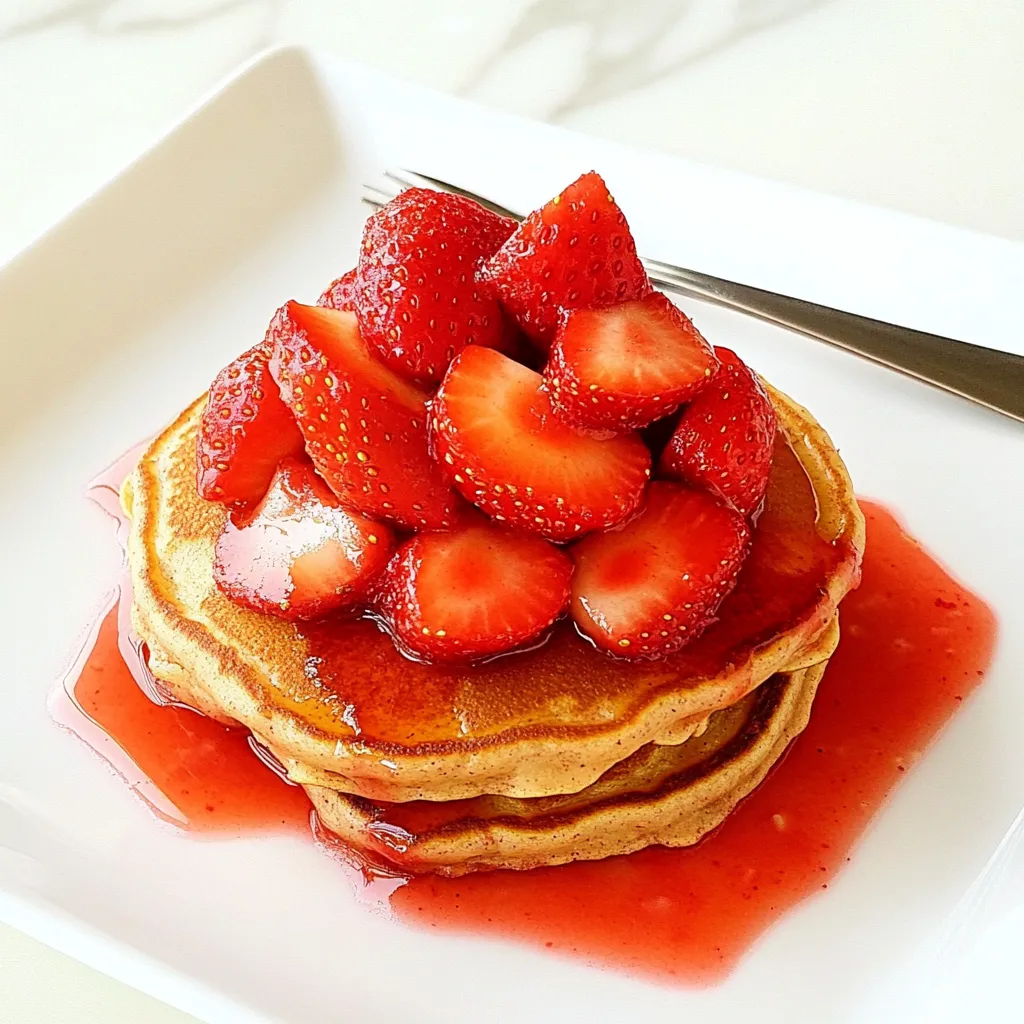 Whole Wheat Pancakes with Strawberry Rhubarb Compote