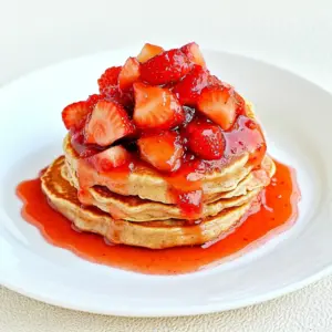 Whole Wheat Pancakes with Strawberry Rhubarb Compote