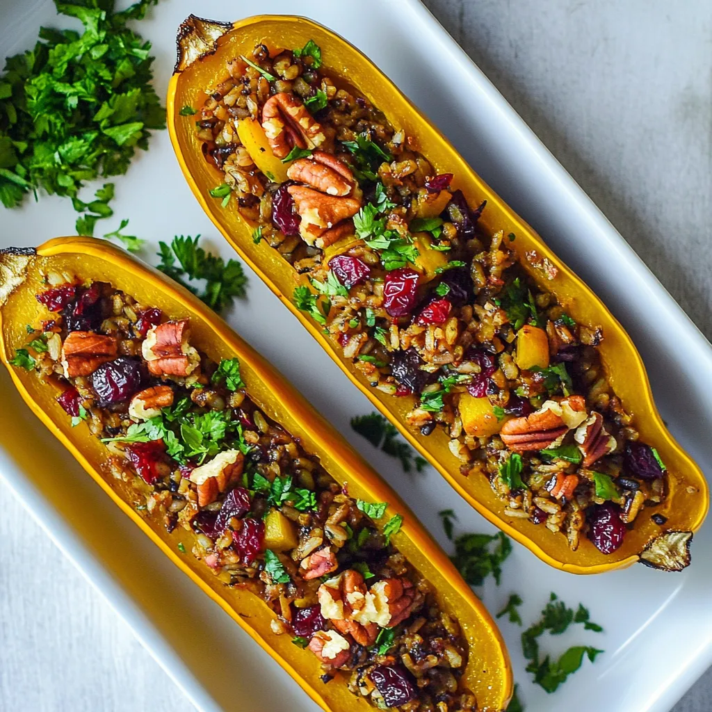 Wild Rice Stuffed Delicata Squash