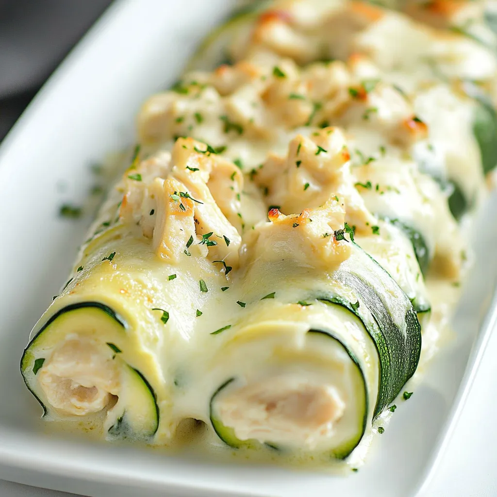 Zucchini Chicken Alfredo Roll Ups