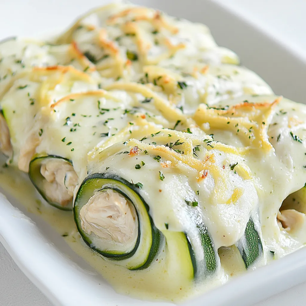 Zucchini Chicken Alfredo Roll Ups